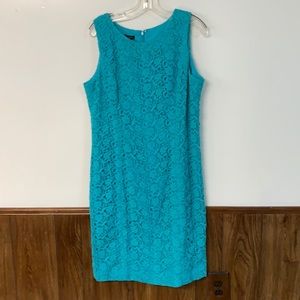 Talbots eyelet sleeveless dress. Aqua blue